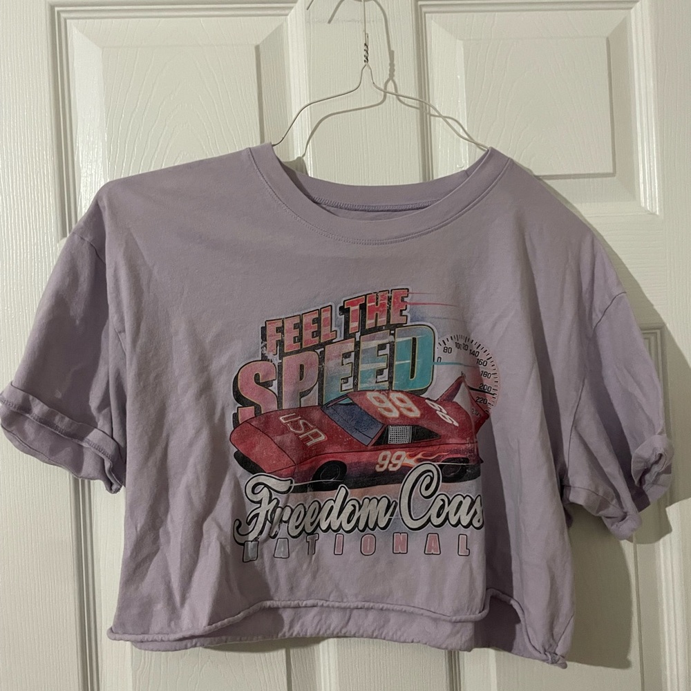 Hollister cropped lilac Car graphic tee